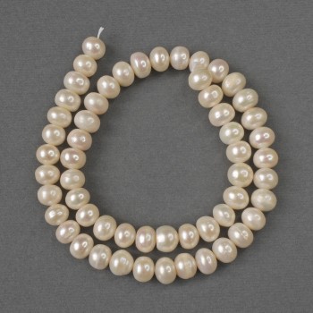 Freshwater Pearl Beads 8x6mm on Thread, 37cm approx.