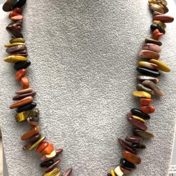 Assorted Nugget Needle Necklace, needle-shaped small stones, diameter 12-18×2-4mm, length 48cm ± with a silver clasp