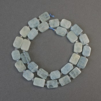 Aquamarine Beads cut rectangular, diameter 10-12x9mm± with 3mm+ seed beads, length 39cm± on thread