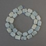 Aquamarine Beads cut rectangular, diameter 10-12x9mm± with 3mm+ seed beads, length 39cm± on thread