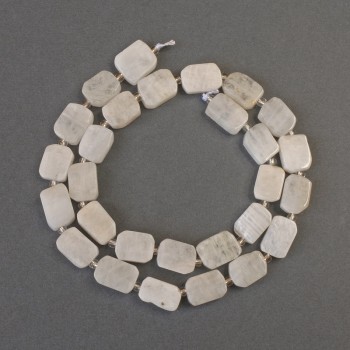Adularia Beads Cut Rectangle on Thread, diameter 10-12x9mm± with 3mm+ seed beads, length 39cm±
