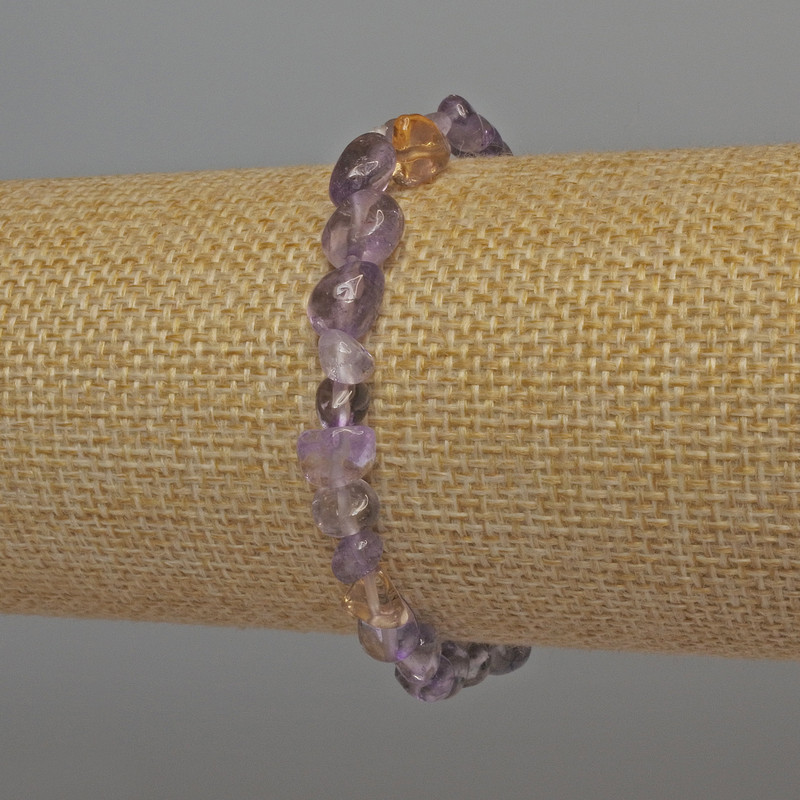 Amethyst Bead Faceted Stretch Bracelet, 7-9x7mm diameter, 18cm length