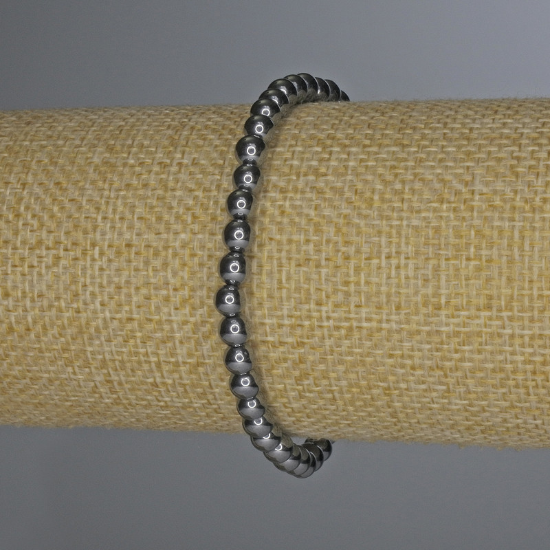 Bracelet Terahertz Smooth Bead, diameter 5mm±, length 18cm±, stretch