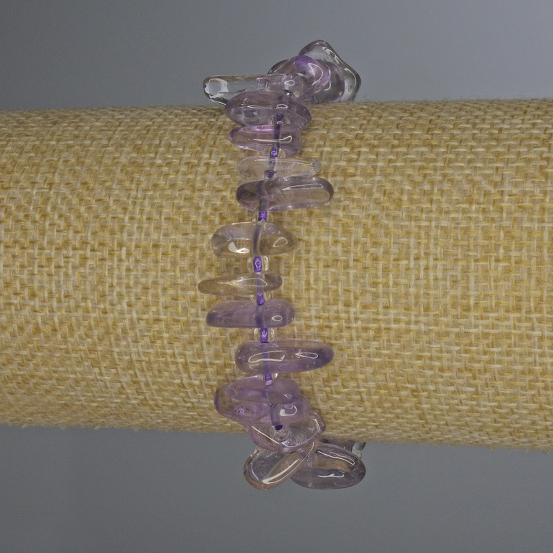 Amethyst Chip Bracelet, 12-15×2-4 mm chips, 18 cm length, stretch