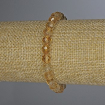 Bracelet Citrine Faceted Beads, 7mm diameter ±, 18cm length ±, Stretch