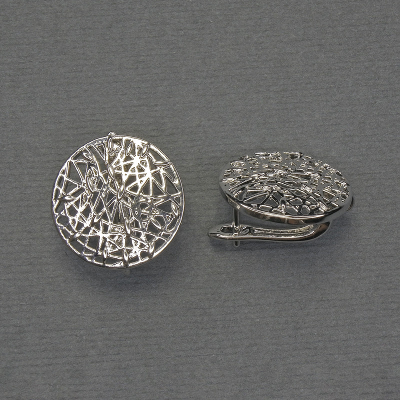 Hinges for earrings, silver-colored metal, 18 mm diameter+ - pair