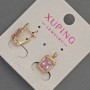 Xuping Earrings with White Crystals and Pink Crystal, 8mmØ, 14mmL, 18K Gold Plating