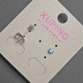 Earrings Studs Xuping with Blue Crystal, diameter 3mm± Rhodium-plated
