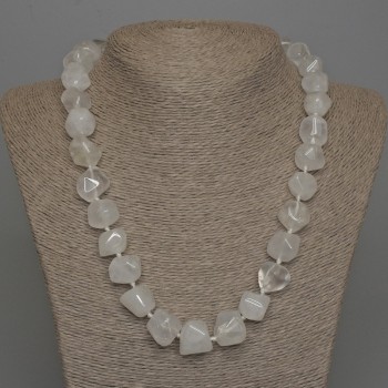 Necklace Mountain Crystal Natural Stone Faceted, 14x14 mm+, with clasp, length 50 cm+