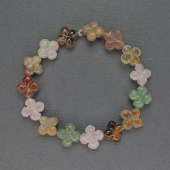 Assorted Beads of Natural Stone Clover Shape, 14x14mm±, length 20cm±