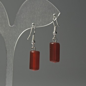 Carnelian Cylinder Earrings, diameter 8x15mm±, length 37mm±