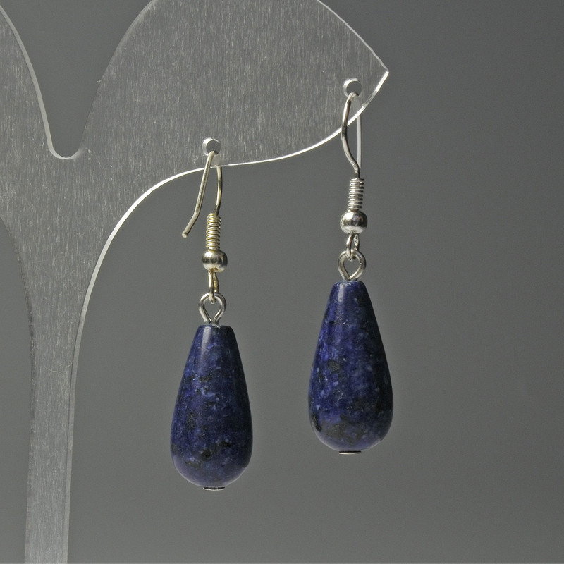 Azurite Drop Earrings, diameter 10×25mm, length 40mm