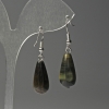 Tiger's Eye Drop Earrings, 10x25mm diameter, length 40mm