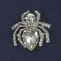 Brooch Spider with Clear Crystals, Silver Metal 26x26mm+