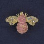 Brooch Bee Pink Enamel Rainbow Rhinestones Gold-tone Metal 22×30mm+