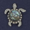Turtle brooch-pendant Haiotitis with rhinestones, silver-toned metal 45x50mm+