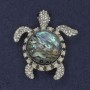 Turtle brooch-pendant Haiotitis with rhinestones, silver-toned metal 45x50mm+