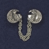 Brooch for cardigans, silver-toned metal, diameter 20 mm±, chain length 9 cm+