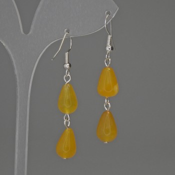 Earrings Tinting Quartz Drop 8x12mm+-, length 50mm+