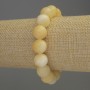 Yellow Agate Bracelet with Smooth Round Beads, 12mm Diameter, 18cm Length, Stretch