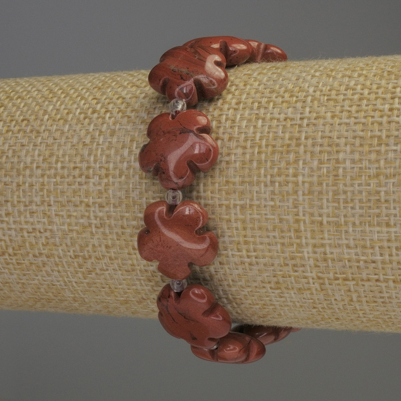 Red Jasper Flower Bracelet, 15mm+- beads 3mm+-, length 18mm+- stretch