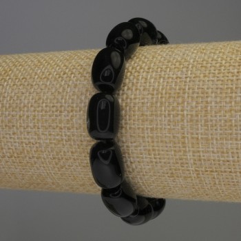 Agate Barrel Bead Bracelet, 14x10mm, stretchy, 18cm