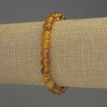Amber Bead Bracelet, smooth sphere, 6.5 mm ±, length 18 cm ±, stretch