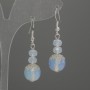 Moonstone Bead-cut Sphere Earrings 12mm, hammered rondelle 6x5mm, length 42mm