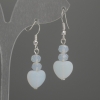 Moonstone Heart Earrings 10mm+- Faceted Rondelle 6×5mm+-, length 38mm+-