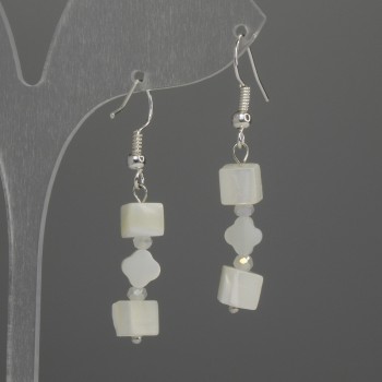 Earrings Pearlite Cube 6mm+- Clover 6mm+-, length 41mm+-