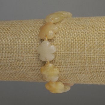 Calcite Bracelet Yellow Flower, 15×6mm dia beads +- 3mm beads, length 18cm Stretch