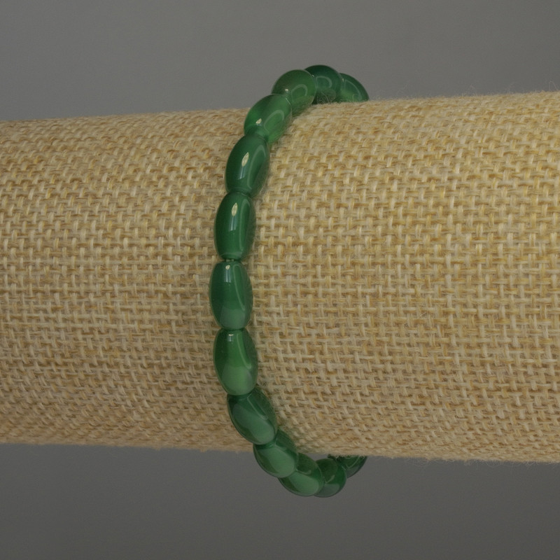Chrysoprase Barillo Bracelet, 9x6 mm Beads, Stretch, 18 cm