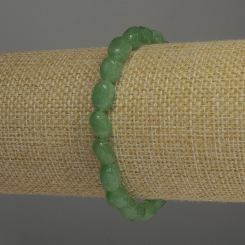Jade Bead Bracelet, faceted, 10x6 mm, stretch 18 cm