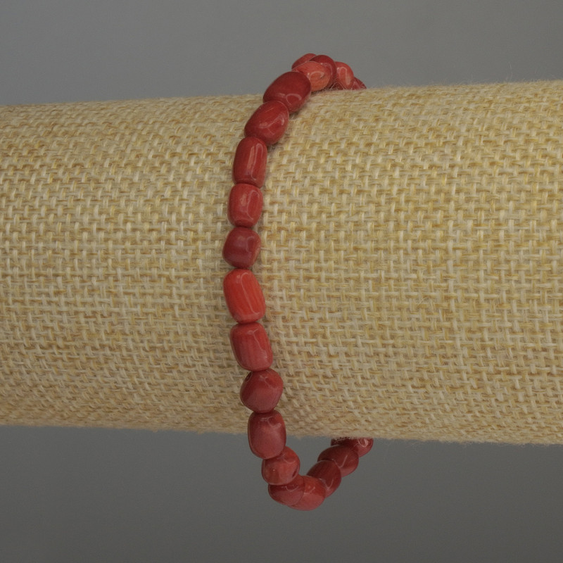 Coral Bead Rolled Bracelet, diameter 6-7×5mm +-, length 18cm stretch