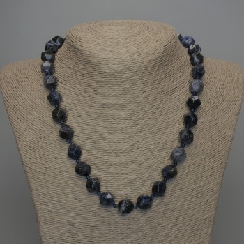 Necklace made of natural sodalite stone, octagonal facets, diameter 12×10 mm, length 50 cm ± with clasp