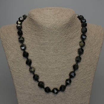 Natural Stone Necklace Sunstone Obsidian Faceted Beads, 12x11mm, length 50 cm +/-