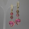 Tourmaline Earrings, Approx. 8 mm Faceted Round, Approx. 17 mm Heart, 58+ mm Long