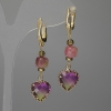 Tourmaline Earrings faceted cube 8mm± – heart 12mm±, length 47mm±