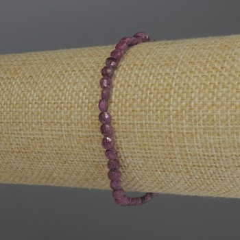 Bracelet Ruby faceted coin, 4x2, 5mm+-, length 18cm stretch