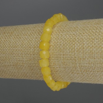 Bracelet Citrine Faceted Cube, 7mm diameter, 18cm length Stretch