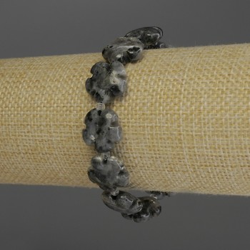Bracelet Labradorite Flower, diameter 15mm±, with 3mm+ glass beads, length 18cm stretch