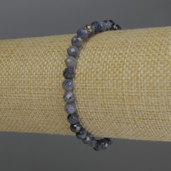 Bracelet Sapphire Faceted Bead, 5mm diameter ±, length 18cm (stretch)