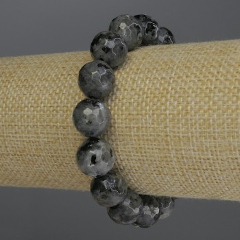 Bracelet Labradorite Faceted Bead, 12mm diameter, 18cm length, stretch