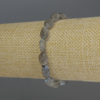 Bracelet Labradorite Faceted Beads, 10×8 mm, stretchy, 18 cm