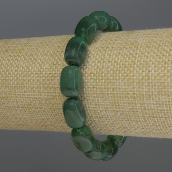 Agate Barillo Bracelet, 14x10mm Barrold Beads, Stretch Length 18 cm