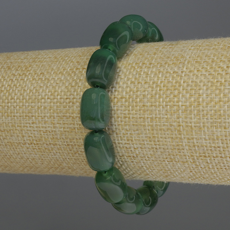 Agate Barillo Bracelet, 14x10mm Barrold Beads, Stretch Length 18 cm