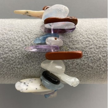 Bracelet Assorted chips, diameter 14x30mm+/-, length 18cm+-, stretch