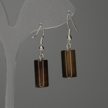 Agate Cylinder Earrings 17×8 mm±, length 35 mm±