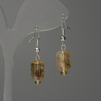 Citrene Faceted Cylindrical Earrings 12×8 mm, ~35 mm length
