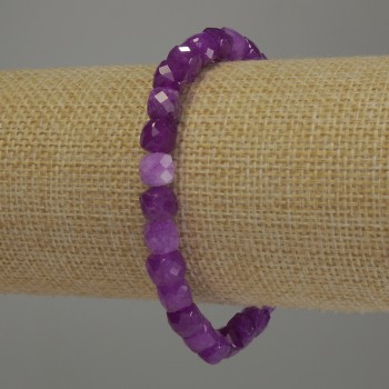 Bracelet Gem-Polished Tourmaline Cube, 6x6mm, elastic 18cm